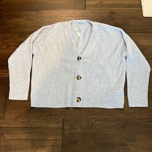 NWT Madewell Cameron Ribbed Cardigan Sweater in Coziest Yarn, size M, light blue